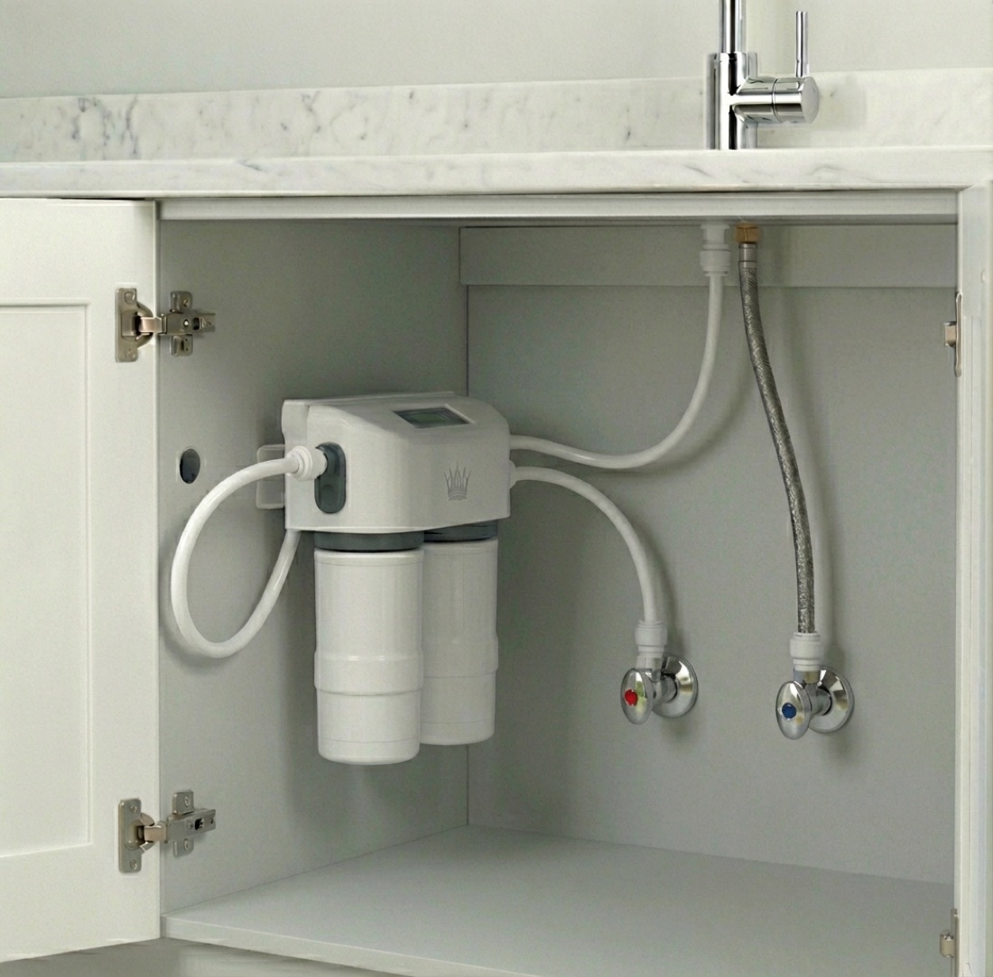 CrownGuard system installed under a kitchen sink