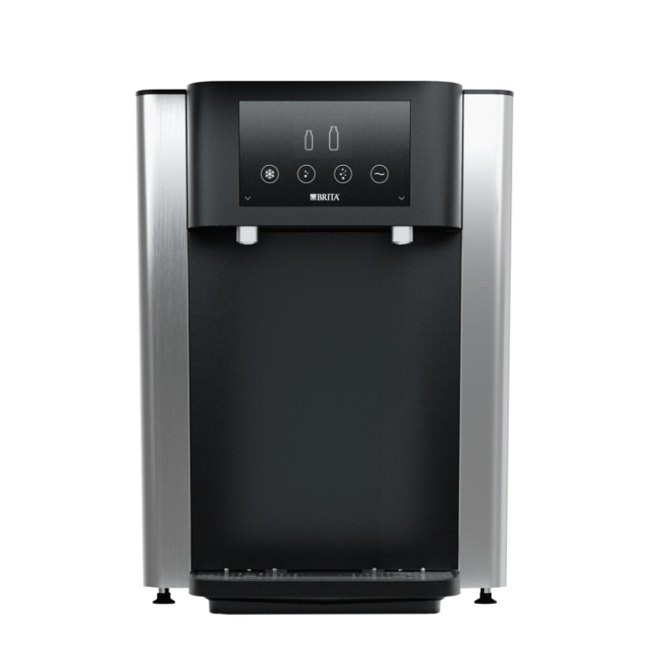 Close-up of BRITA Fill Pro TwinFilling two glasses at once with chilled and sparkling water - UK
